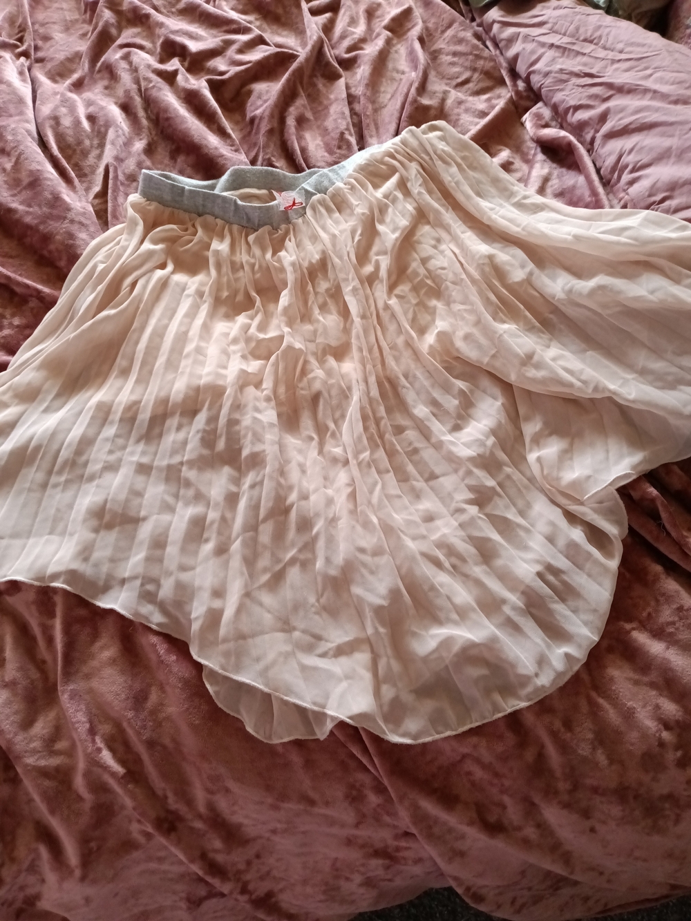 Free People Blush Pleated Sleep Skirt with Gray Elastic Waistband - Picture 3 of 3